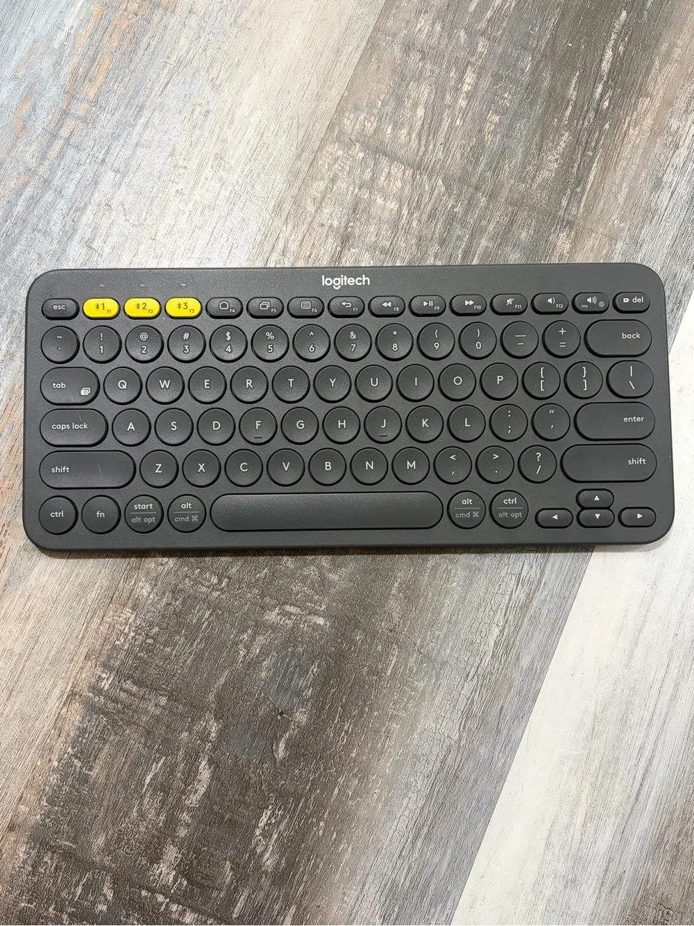 Logitech Compact Wireless Keyboard in Charcoal with Yellow Keys